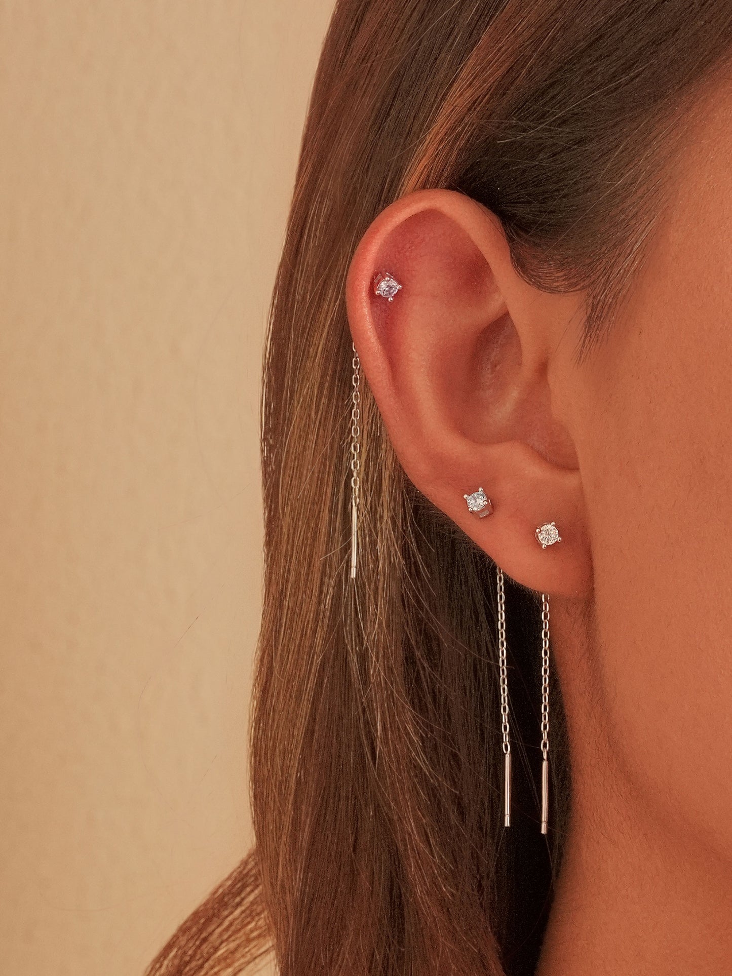 3mm Silver Point Light Up and Down Earring