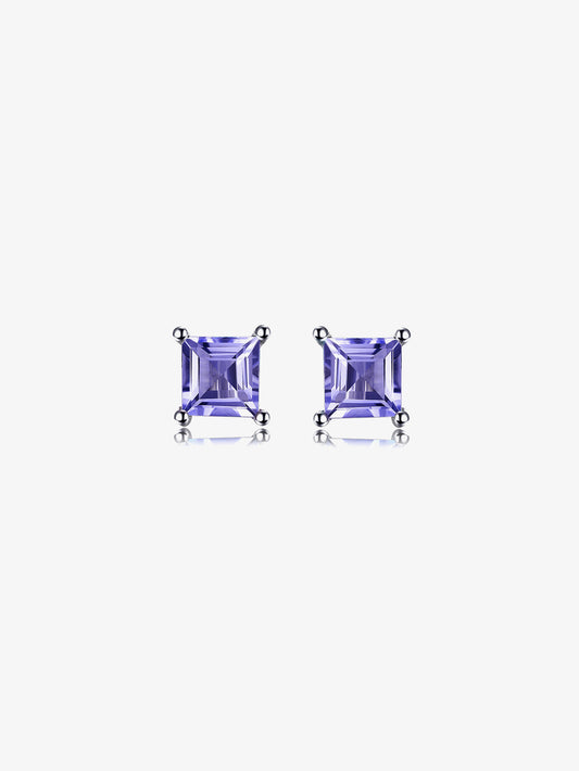 Orecchini Argento Punto Luce Quadrati 4mm Tanzanite