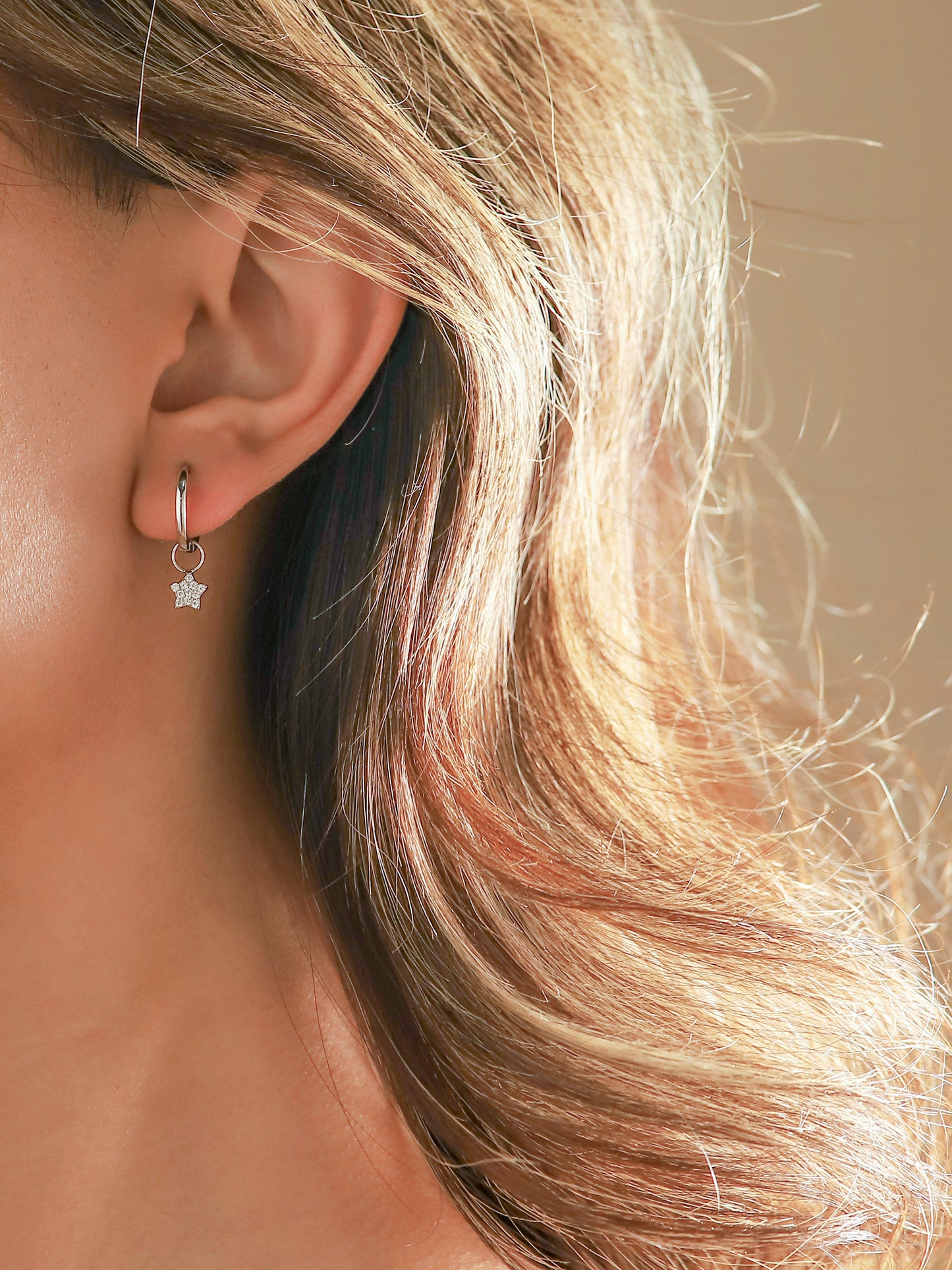 Silver Hoop Earrings with Removable Star Pendant