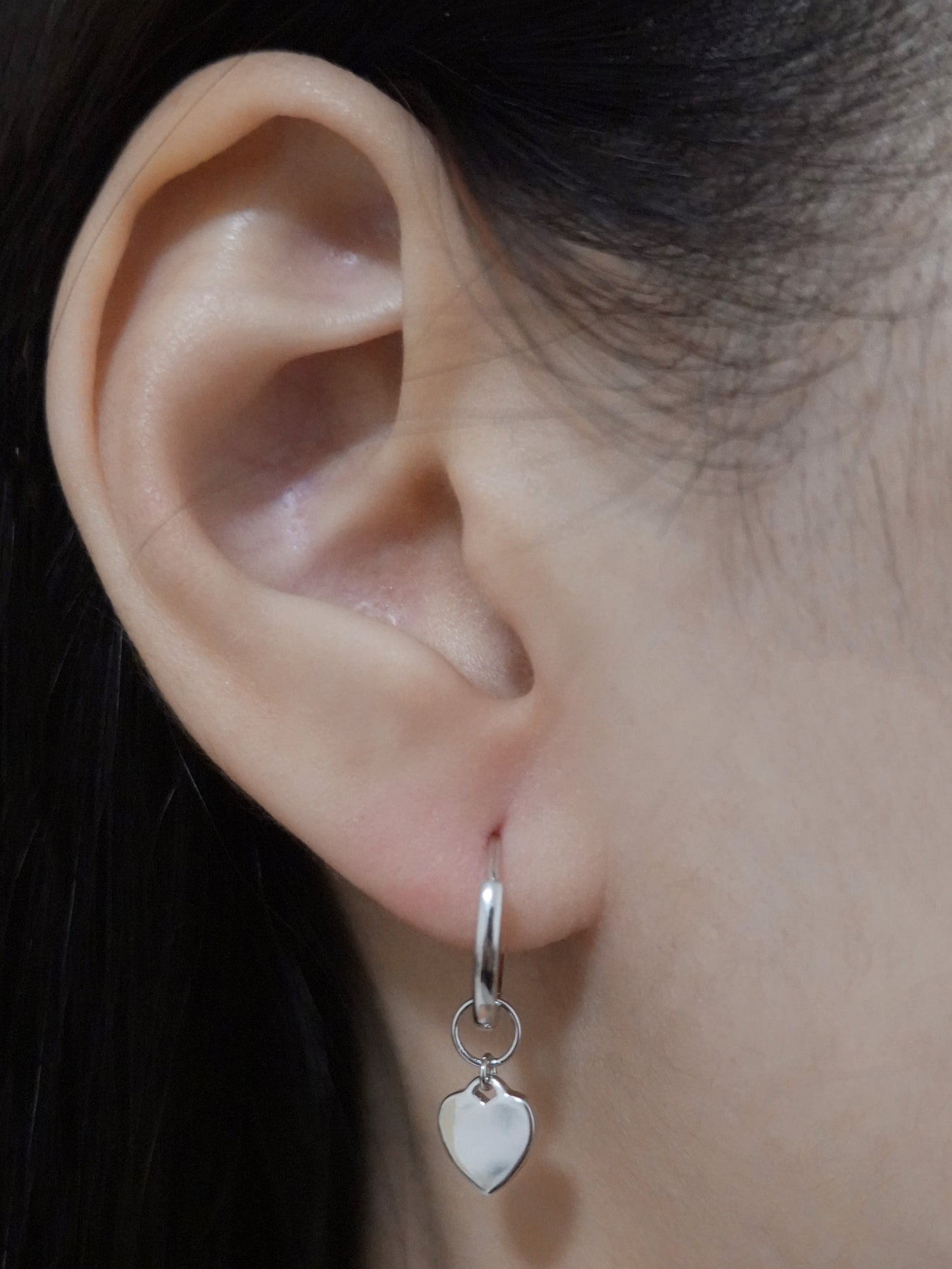 Silver Hoop Earrings with Removable Heart Pendant