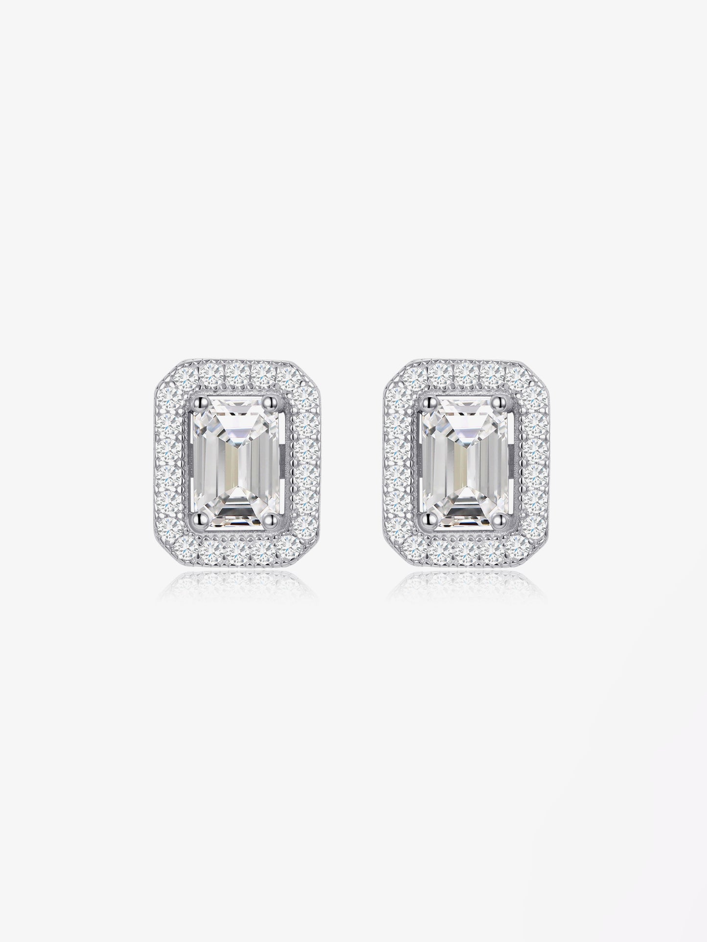 Silver Earrings Point Light Baguette Classy