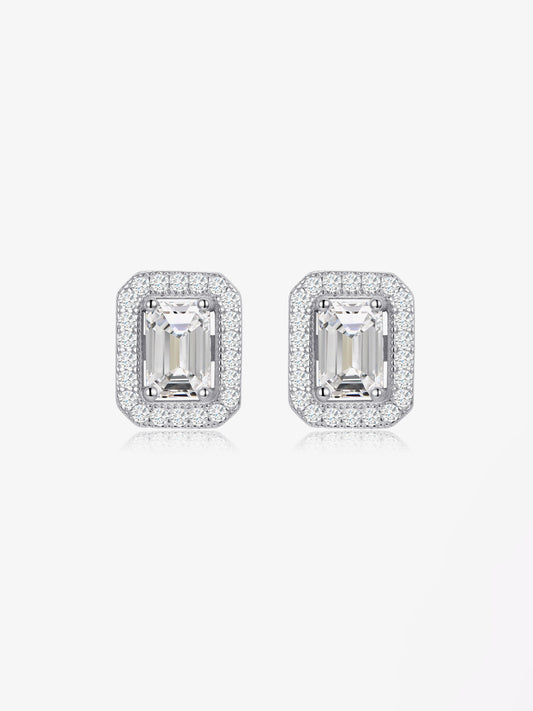 Silver Earrings Point Light Baguette Classy