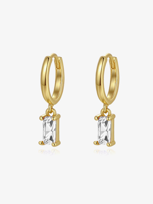 Gold Plated Baguette Hoop Earrings