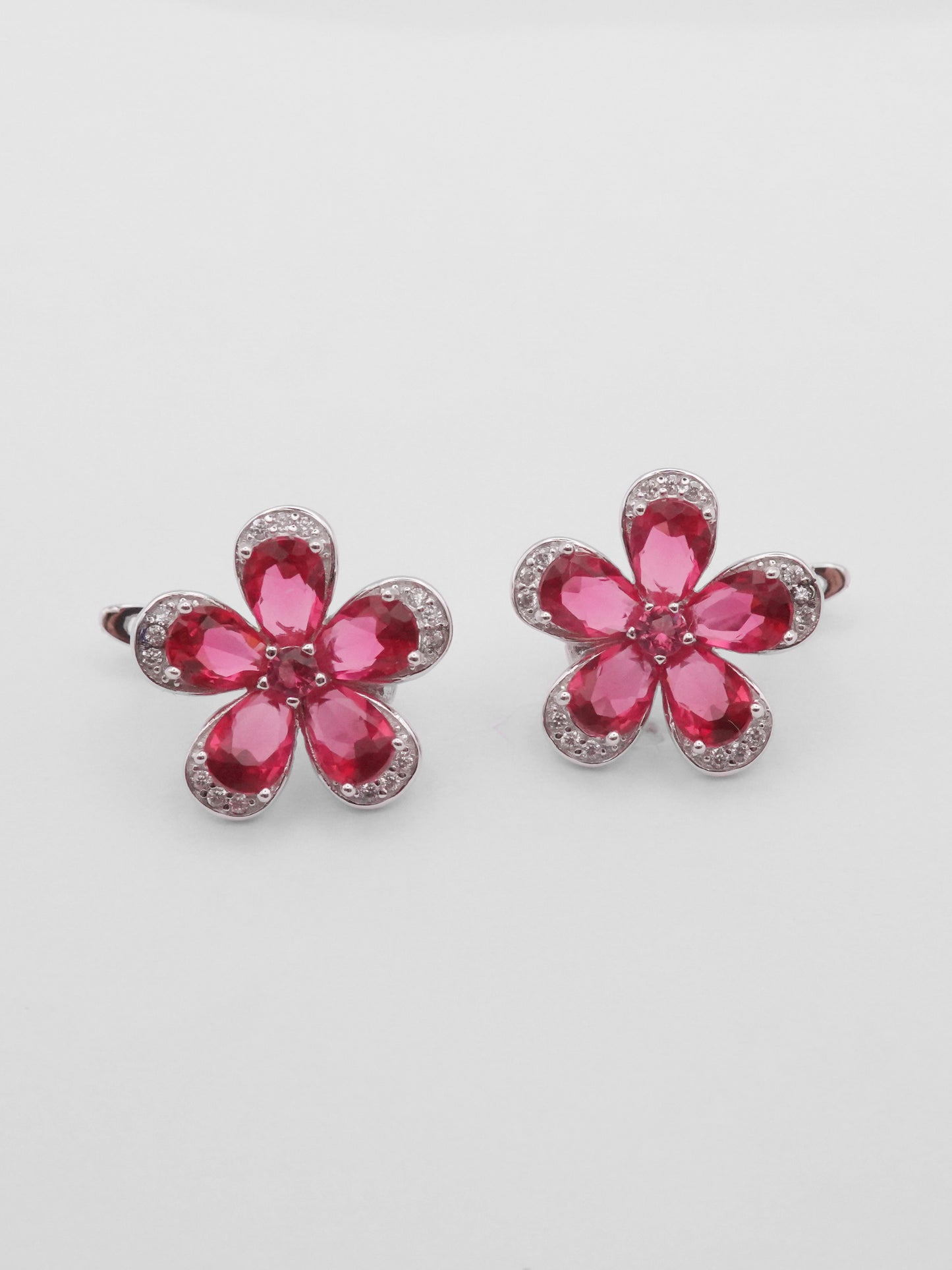 Orecchini Argento Fiore Fucsia