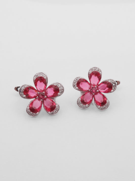 Orecchini Argento Fiore Fucsia