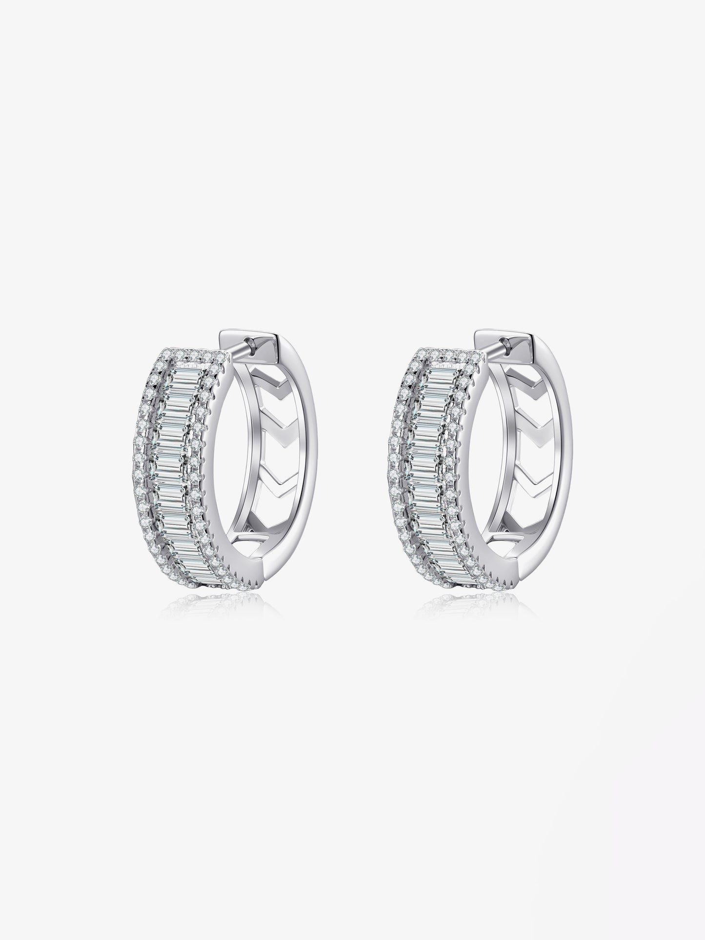Baguette Silver Hoop Earrings
