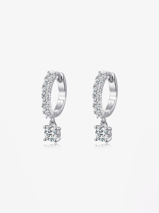 Orecchini a Cerchio Argento con Pendente Quadrato