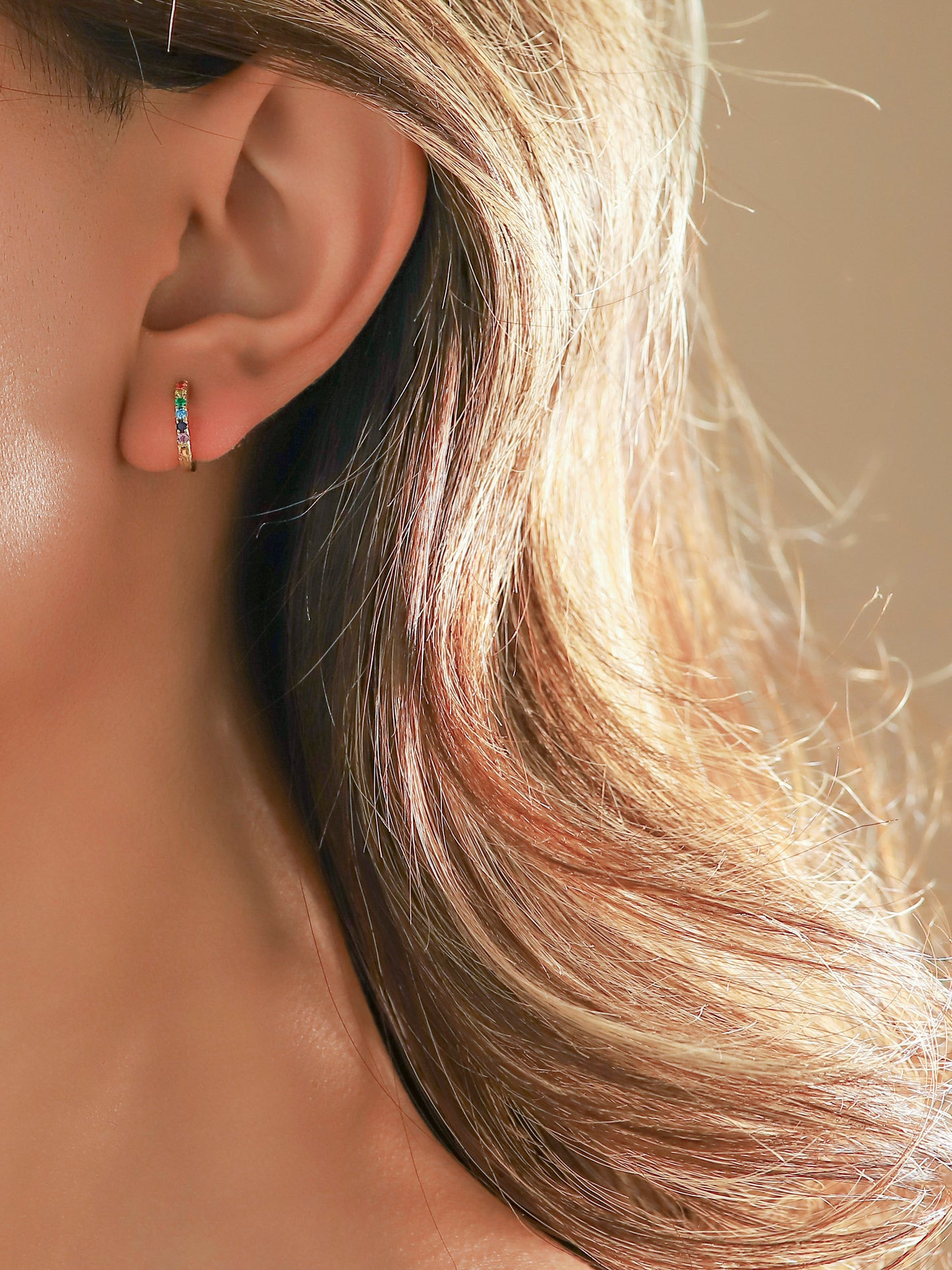 Orecchini a Cerchio con Zirconi 12mm - Multicolor