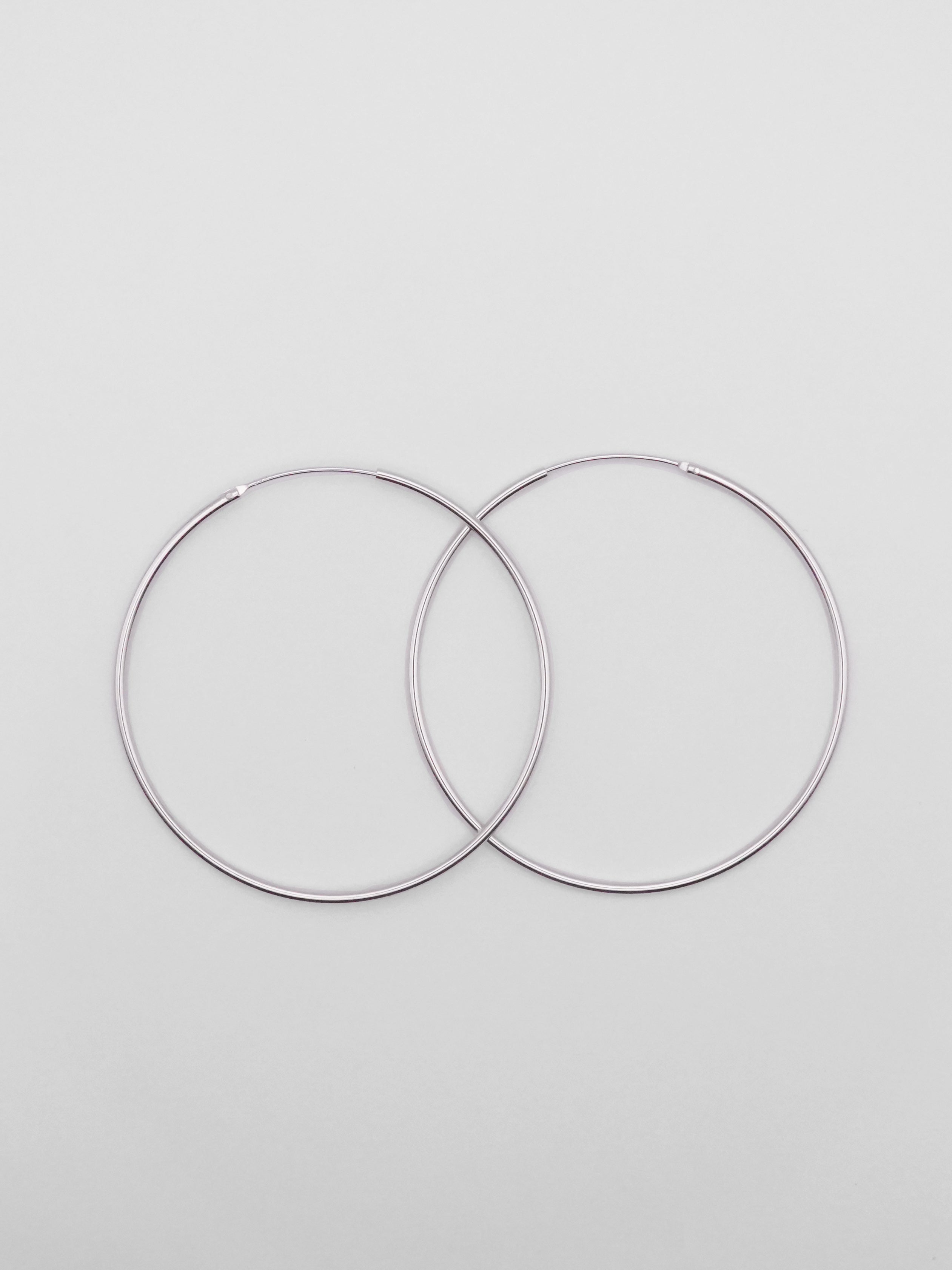 Damiano Argenti Orecchini Cerchio Grandi In Argento 925 Rodiato – Diametro 7,5 Cm, Anallergici, Made In Italy, Con Scatola