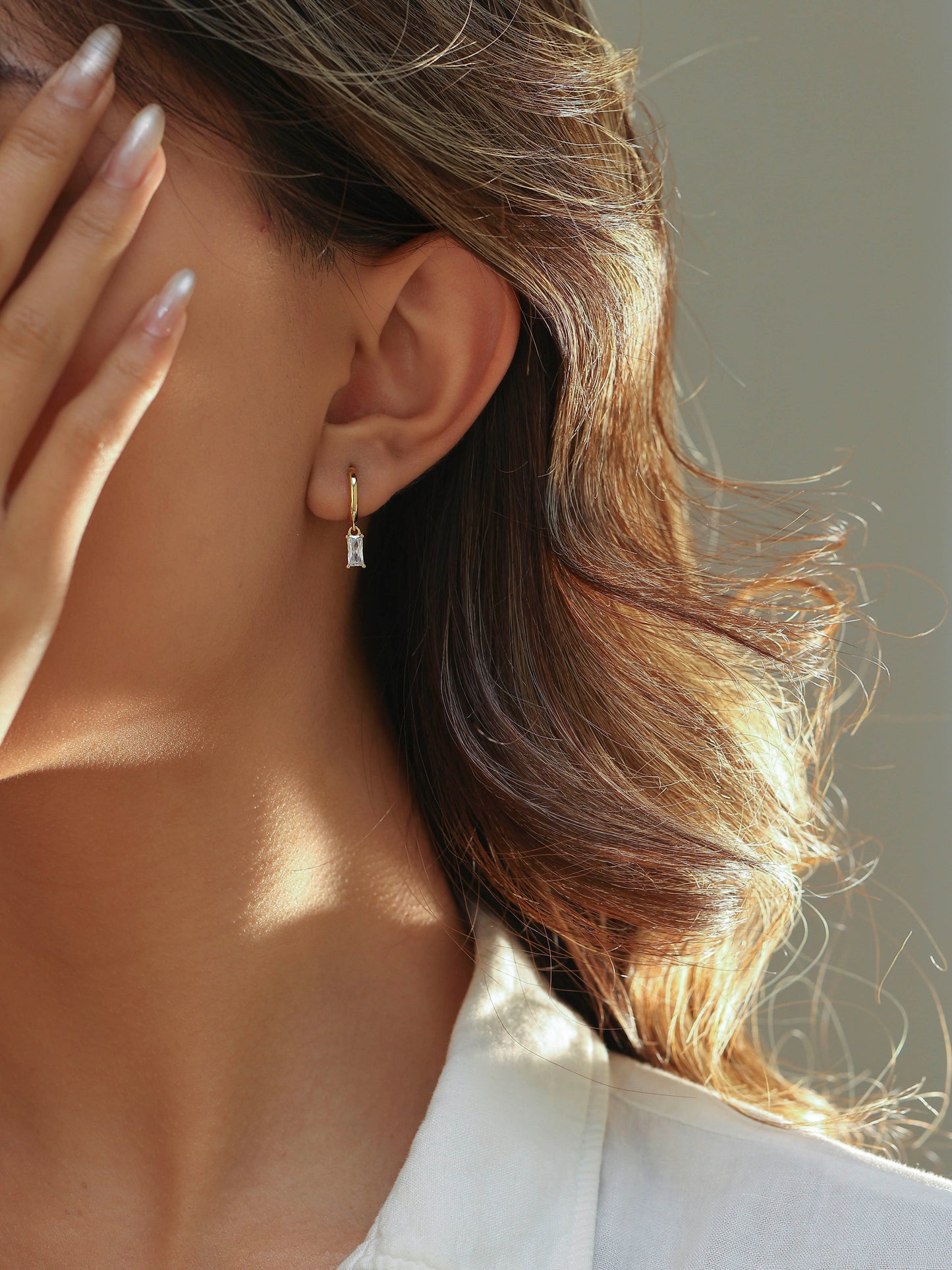 Orecchini a Cerchio Baguette Placcato Oro