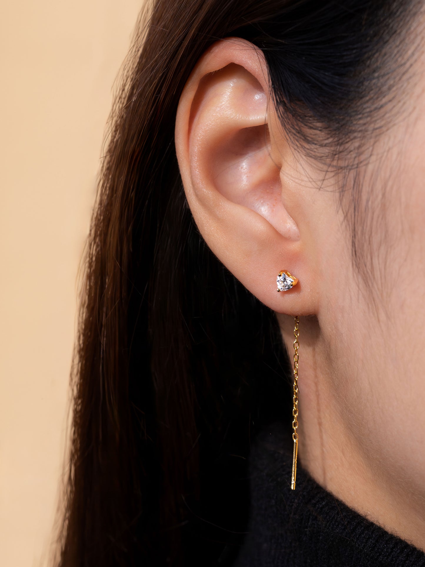 Orecchino Saliscendi Argento Punto Luce Cuore