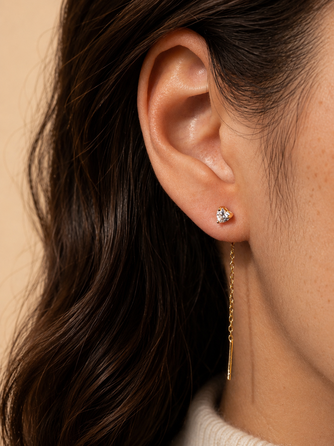 Heart Solitaire Slide Earring