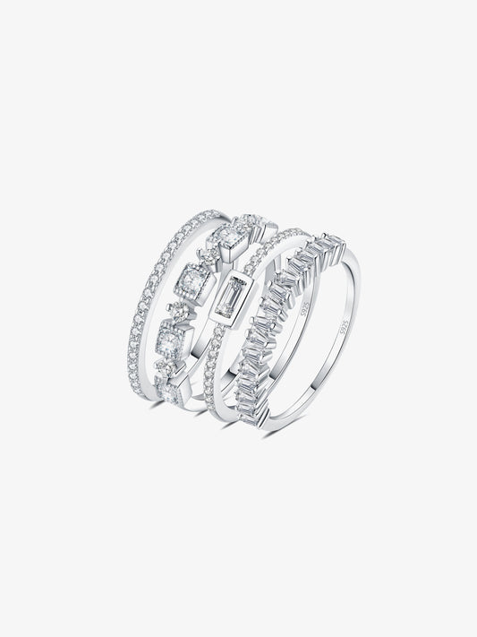 Set 4 Anelli Argento Semi-Eternity