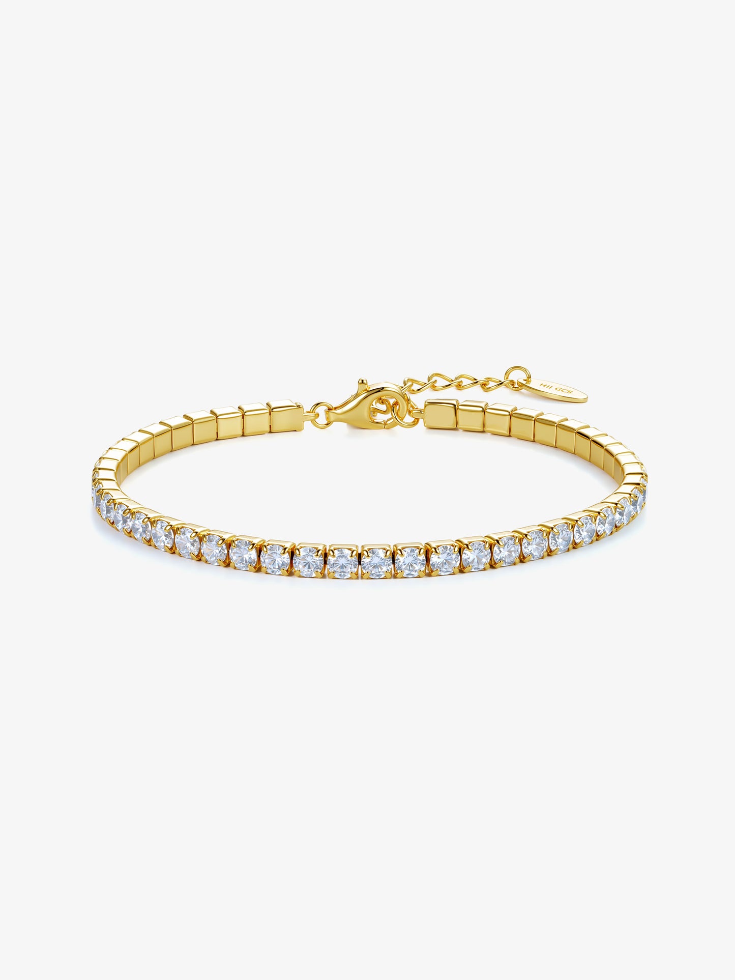 Bracciale Tennis 3mm Argento Placcato Oro