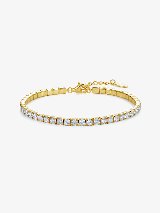 Bracciale Tennis 3mm Argento Placcato Oro