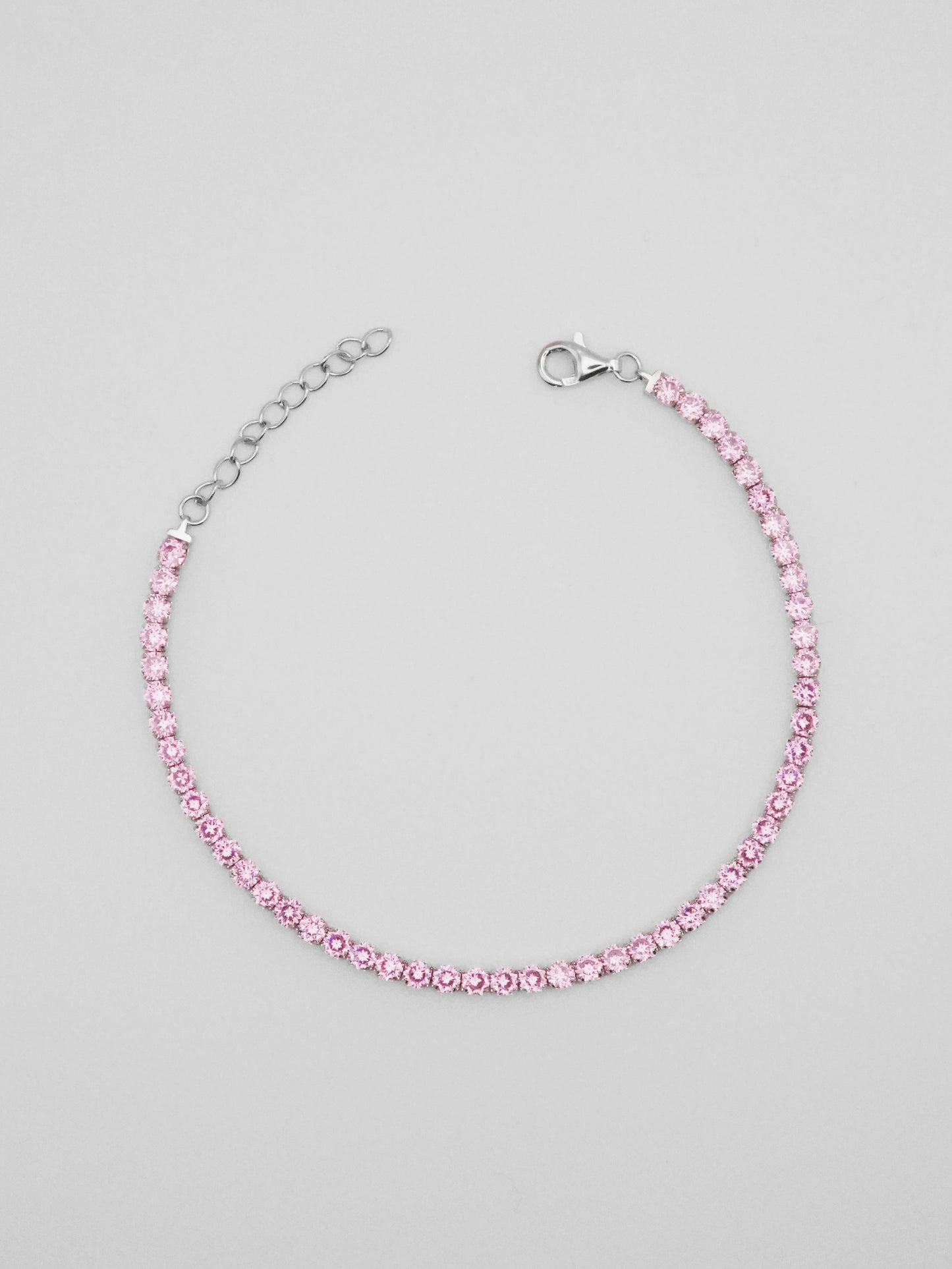 Bracciale Tennis 3mm Argento con Zirconi Rosa