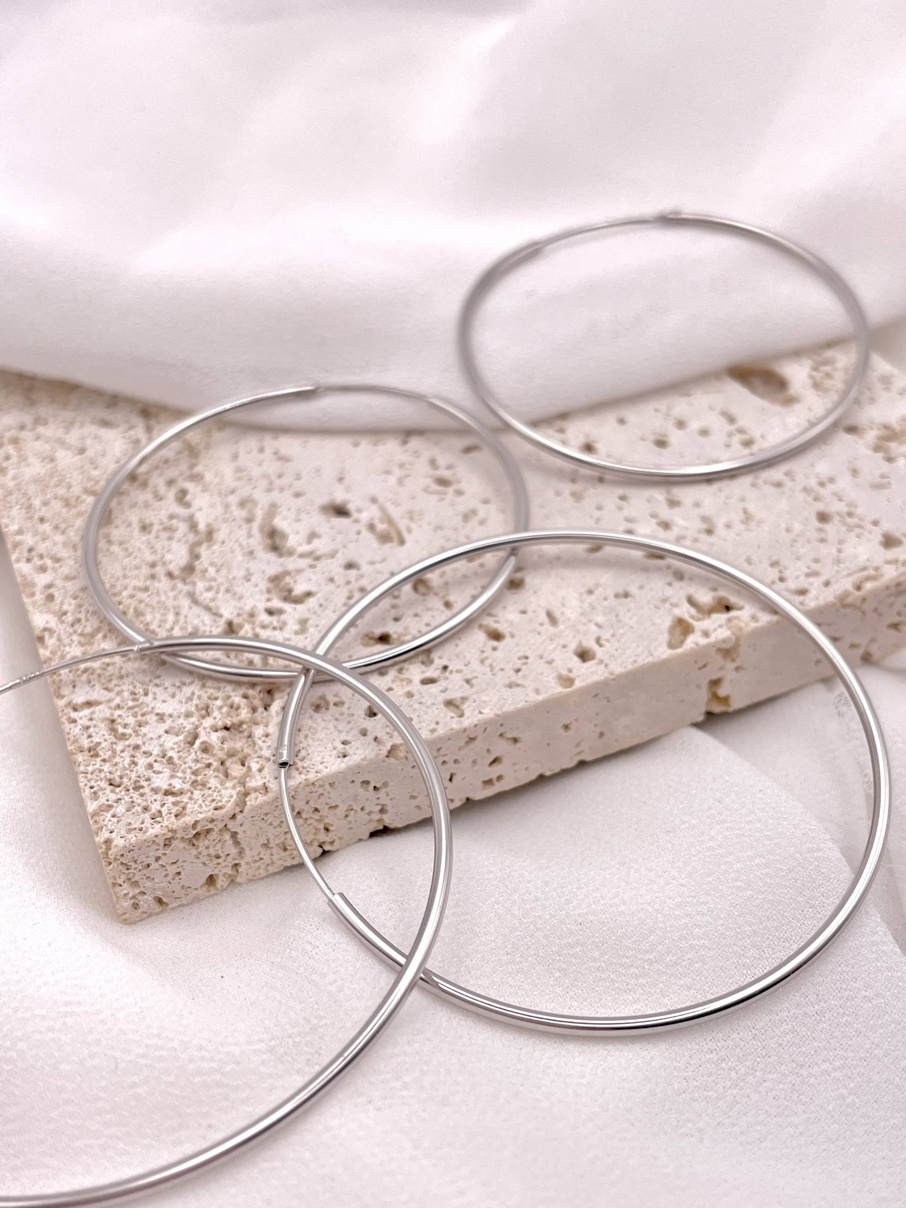 Grandi Orecchini A Cerchio In Argento 925 Per Donna, 60 Mm Di Diametro, Cerchi Grandi E Leggeri, Ipoallergenici, Gioielli Eleganti Per Ogni Occasione